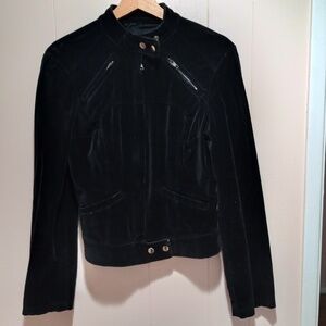 Chic Stretch Velvet Fits Like a Glove Biker Jacket (XS)